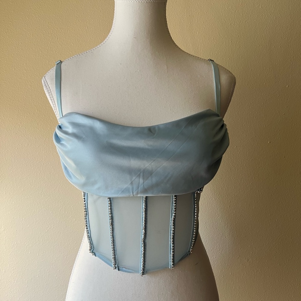 baby blue jeweled corset top